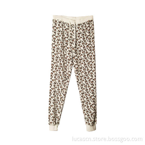 Womens Pyjama  Long Sleeve Sleepwear  Leopard  Print Soft Cotton Nightwear